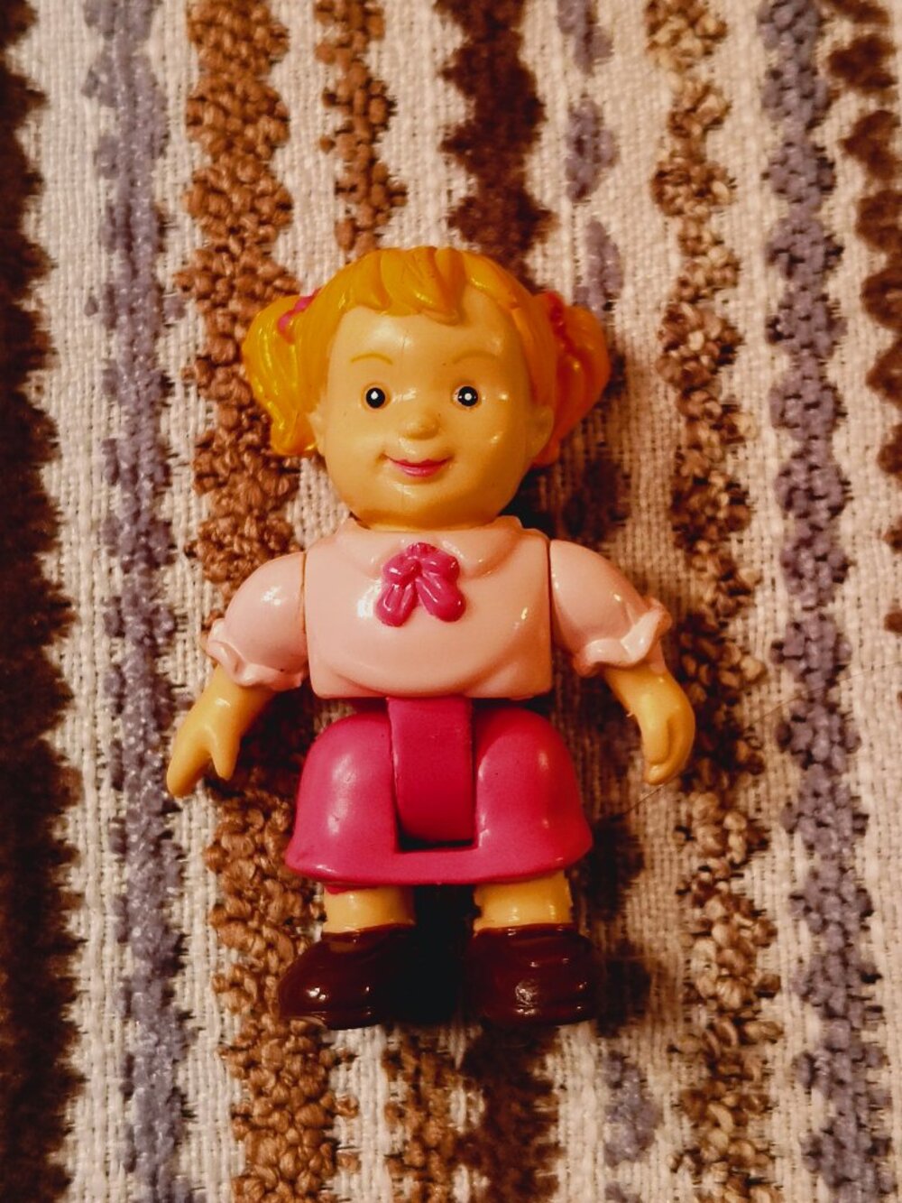 Keenway My Happy Family Girl 2.25" Doll Pink Outfit Pigtails